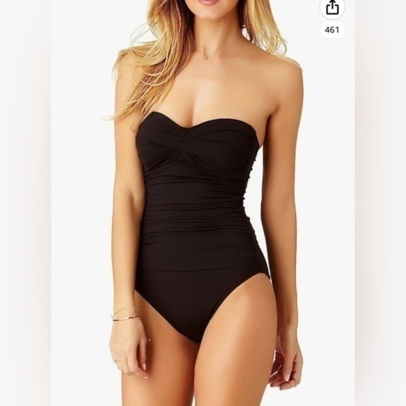 NWT Anne Cole Women's Standard Twist Front Shirred One Piece Swimsuit Sz 6 - Picture 3 of 9